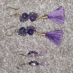 4/$18 2 sets handmade mexico purple dangle earrings